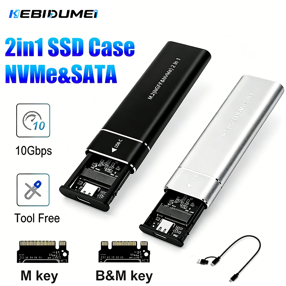 KEBIDUMEI デュアル プロトコル M2 SSD ケース M.2 NVMe SATA SSD エンクロージャ アダプタ 10Gbps USB タイプ C 外部エンクロージャ サポート MB