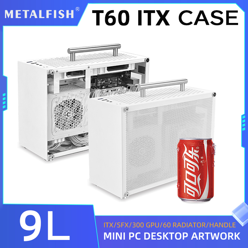 METALFISH T60 ミニ ITX ホワイトケース 9L アクリルまたはメッシュサイドパネルコンパクト透明 PC サポート SFX PSU/300mm GPU