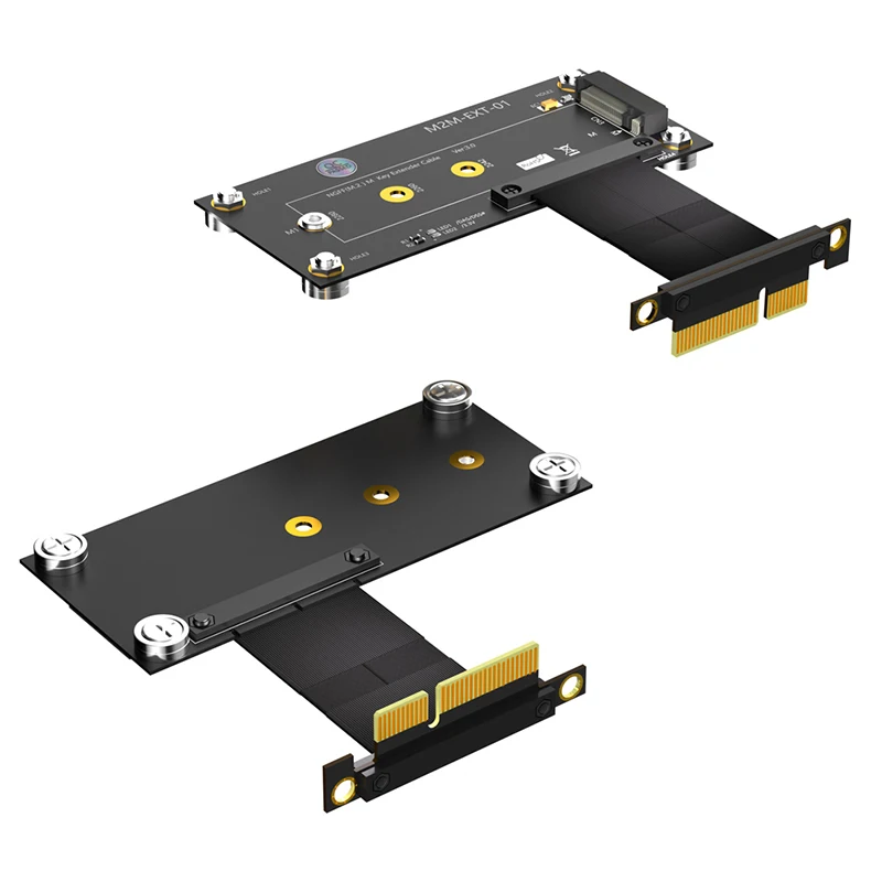M.2 Mキー - PCIE 4X磁気パッド電源LED + NVME - PCI Express X4ライザー延長ケーブル10cm（2230 2242 2260 2280 NVME SSD用）