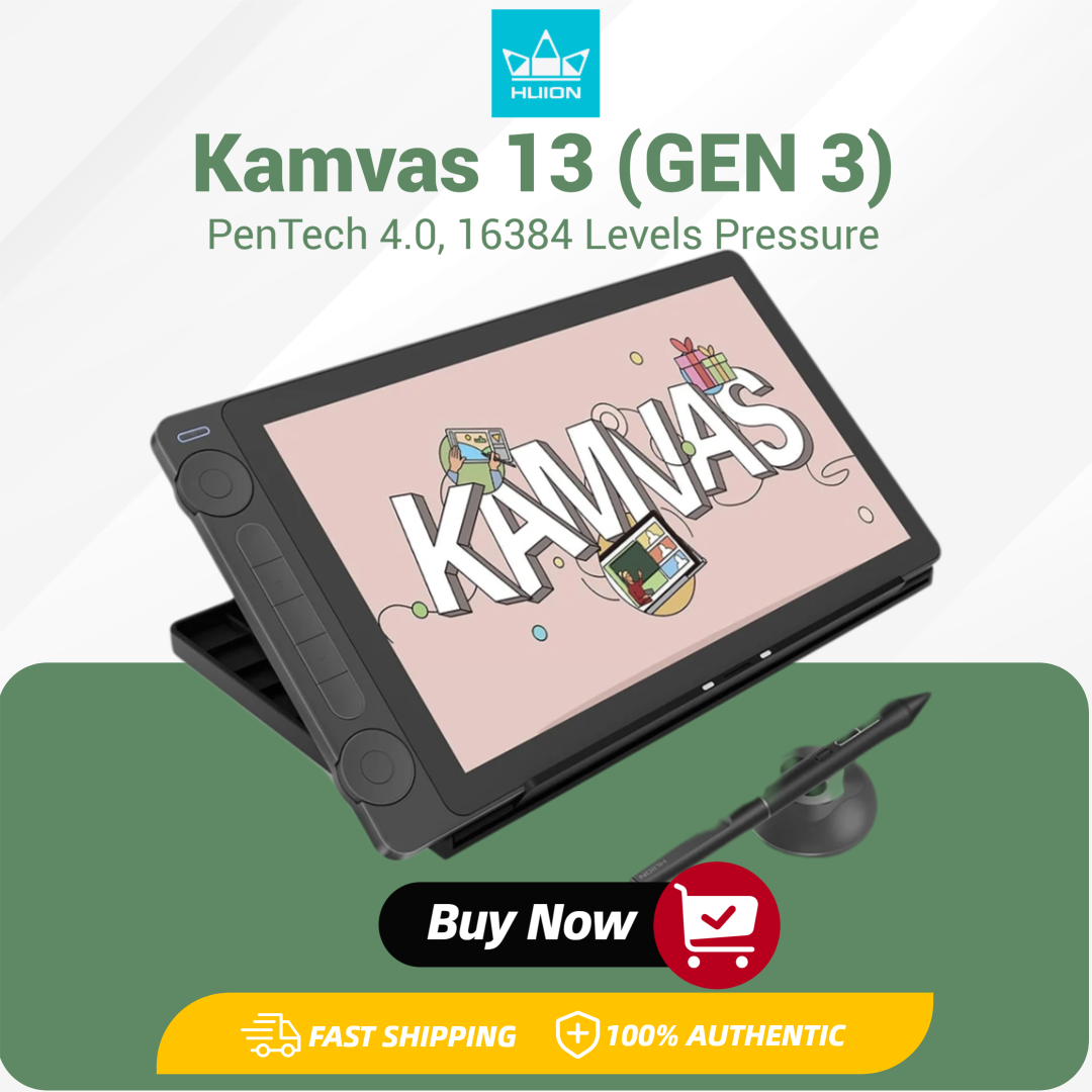 Huion タブレット Kamvas 13 (Gen 3) グラフィックタブレットモニター 16K レベル圧力 13.3 インチ画面描画ディスプレイ PenTech 4.0 スタイラス