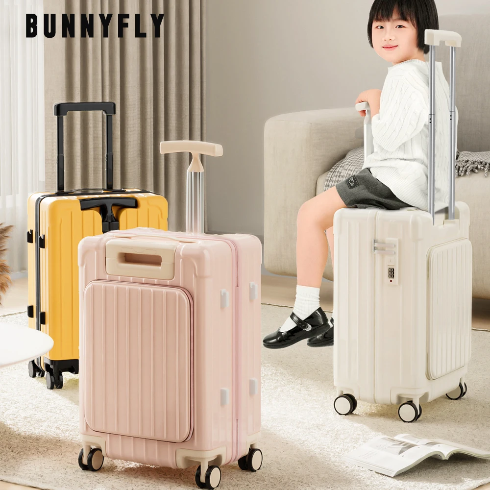 子供用スーツケース フロントオープン 搭乗ケース ラップトップ トロリーケース 荷物 スピナーホイール付き 旅行用機内持ち込み荷物