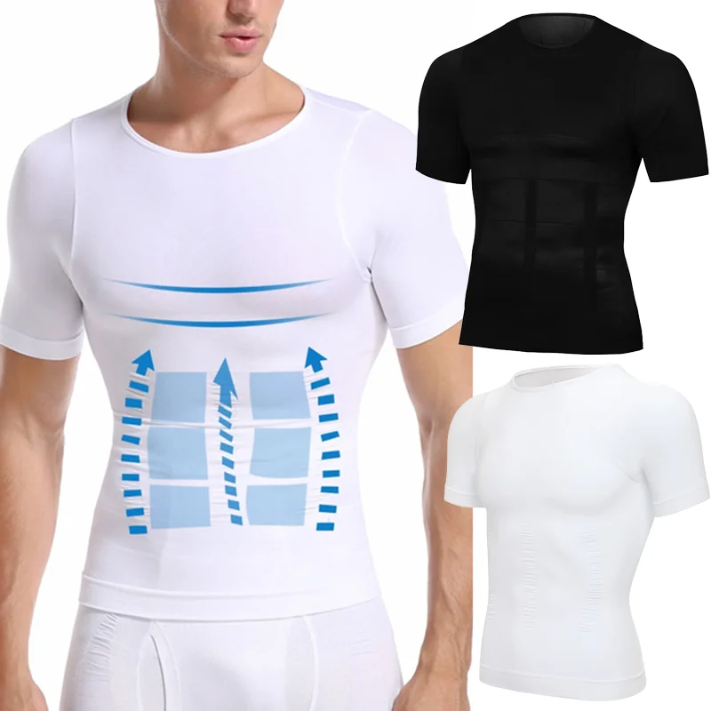 男性減量シェイプウェア Tシャツボディシェイパー痩身圧縮シャツ女性化乳房アンダーシャツウエストトレーナー筋肉タンクトップ