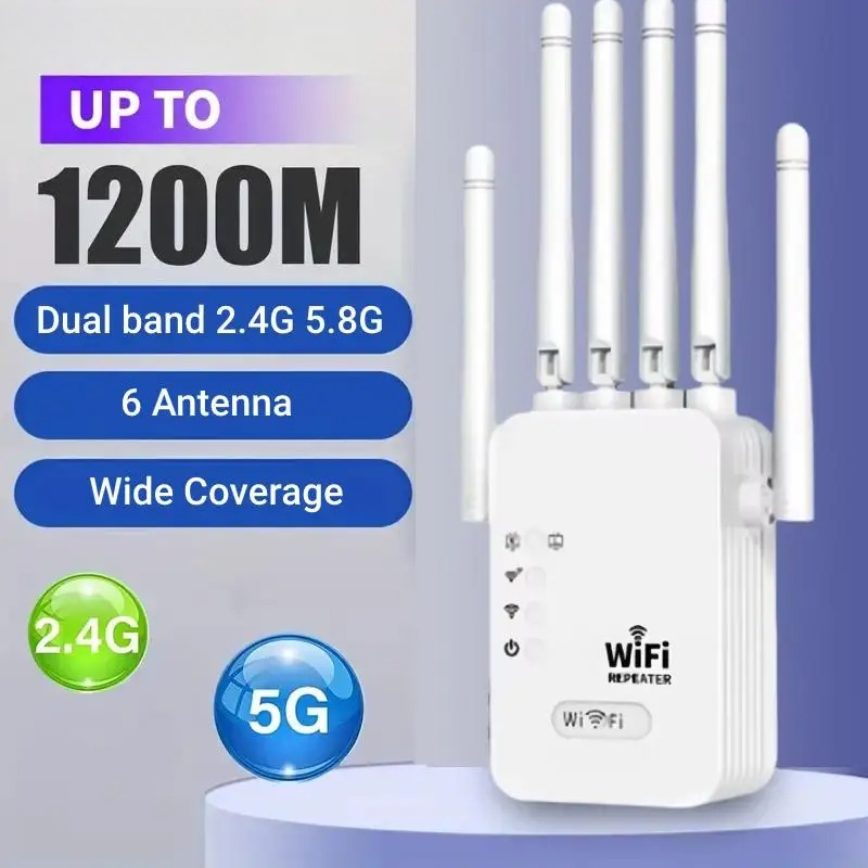 1200Mbps デュアルバンド WiFi リピーター 2.4G 5G WiFi エクステンダー信号ブースターワイヤレスアンプルーターホームオフィス用