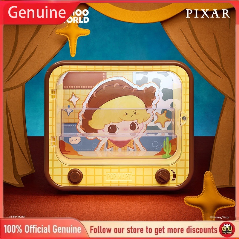 New Pop Mart Genuine Dimoo World × Pixar Tv Luminous Display Box Trendy Collectible Model Placement Mystery Adult Gift doll