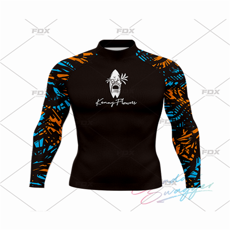 夏面白い長袖サーフスイム Tシャツメンズビーチ UV 保護水着ラッシュガードサーフィン水着トップスタイトな体操服