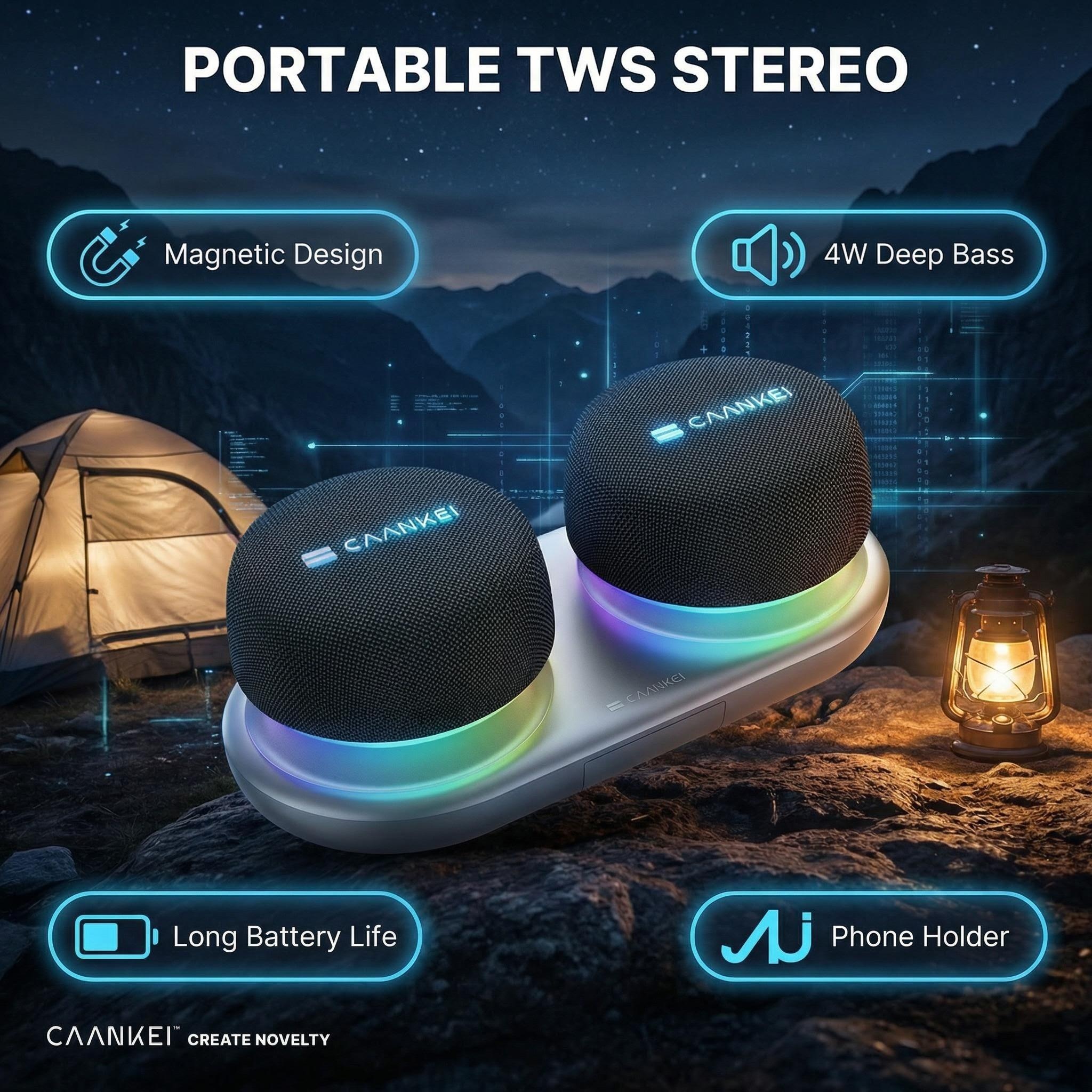 デュアル Bluetooth スピーカー セット (磁気ベース付き)