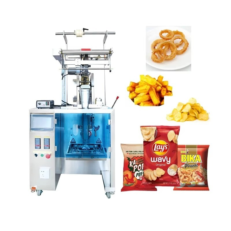 半自動フライドポテトキャッサバクリスプトルティーヤバナナポテトチップスビスケットスナック包装機窒素フラッシング付き