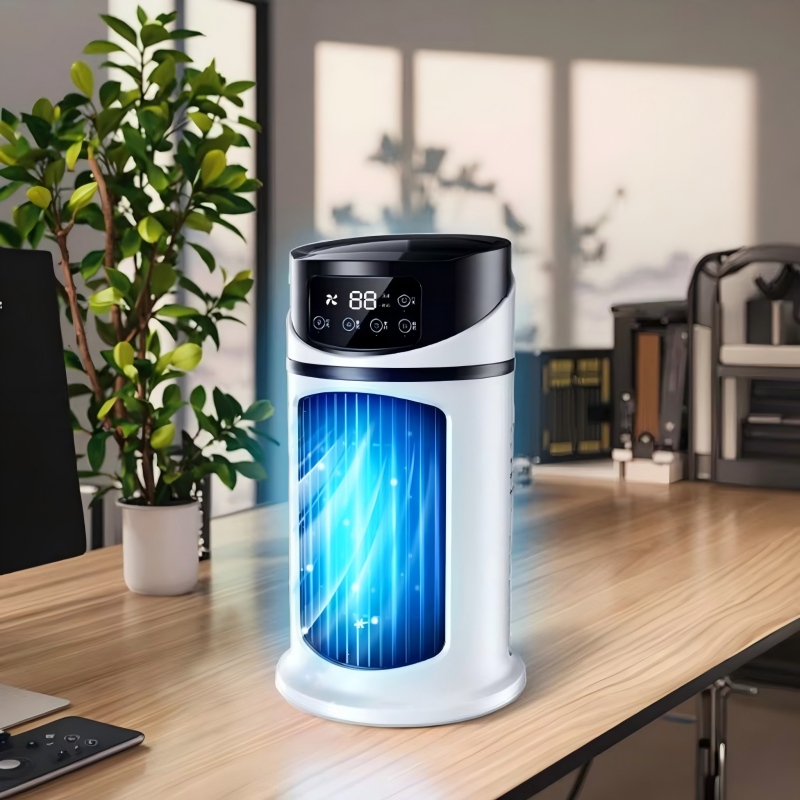 USB charging desktop fan with humidifier, spray timer, portable, silent, cooling fan for home use, air cooling fan