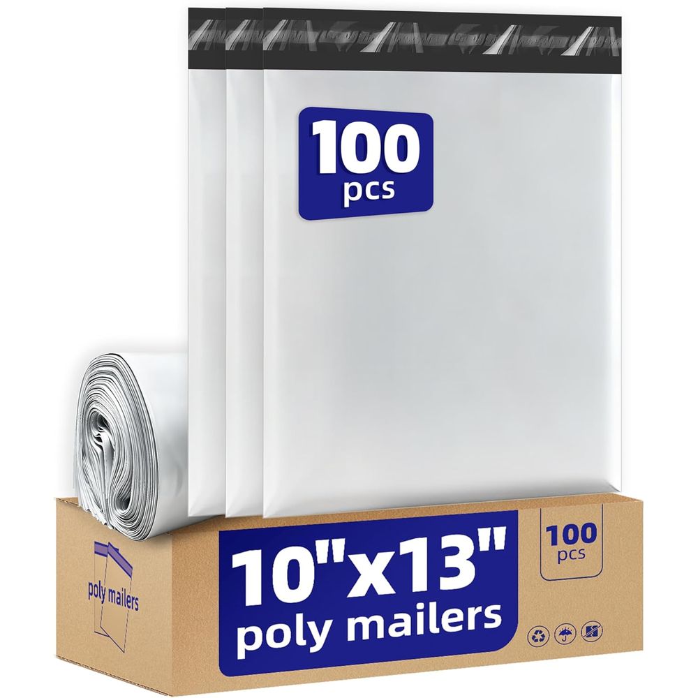 ポリメーラー 10x13 100 個パック - 耐引裂性、防水性、セルフシール、e コマース配送用