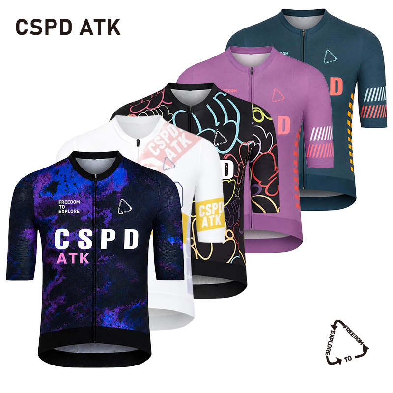 CSPD ATK メンズサイクリングジャージ夏速乾サイクリングトッププロチームサイクリングスポーツシャツ MTB UPF50 サイクリングジャケット