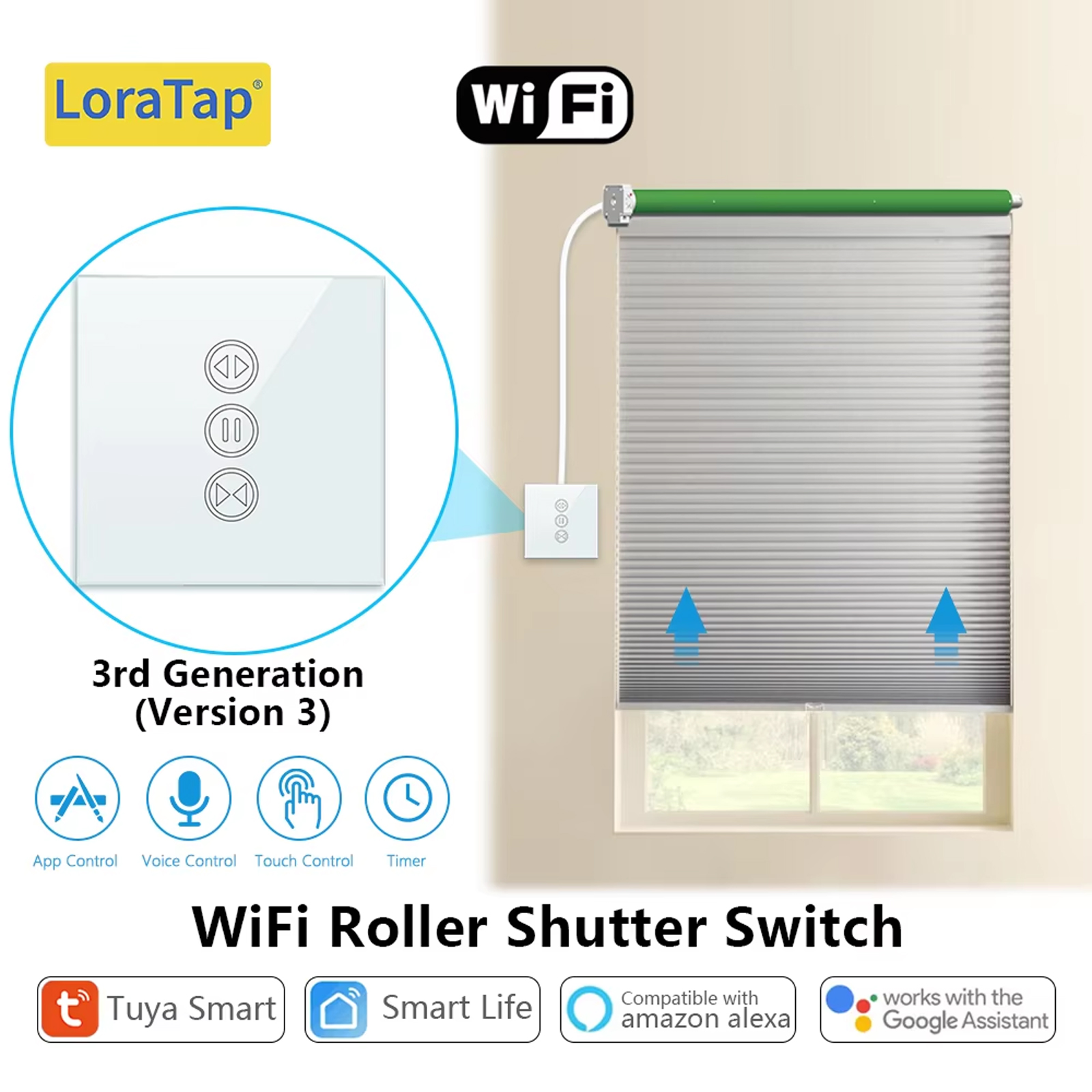 Tuya スマート WiFi カーテン ブラインド スイッチ ローラー シャッター用 電気管状モーター Google Home Alexa Echo スマート ホーム アプリ タイマー