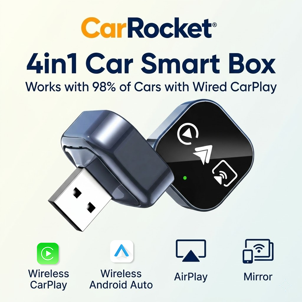 CarRocket ワイヤレス Carplay スマート ボックス Android オート アダプター ミラー リンク Airplay プラグ