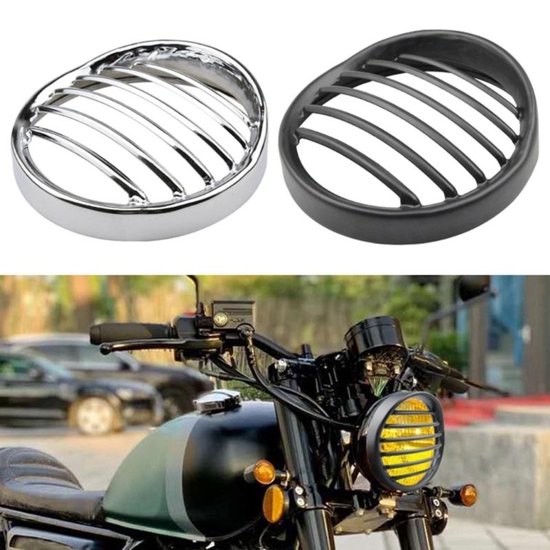 P5ED オートバイ 5 3/4 "5.75" LED ヘッドライトグリルカバー ABS ヘッドランププロテクターアクセサリー XL883 XL1200 XL1200X X48 に適しています