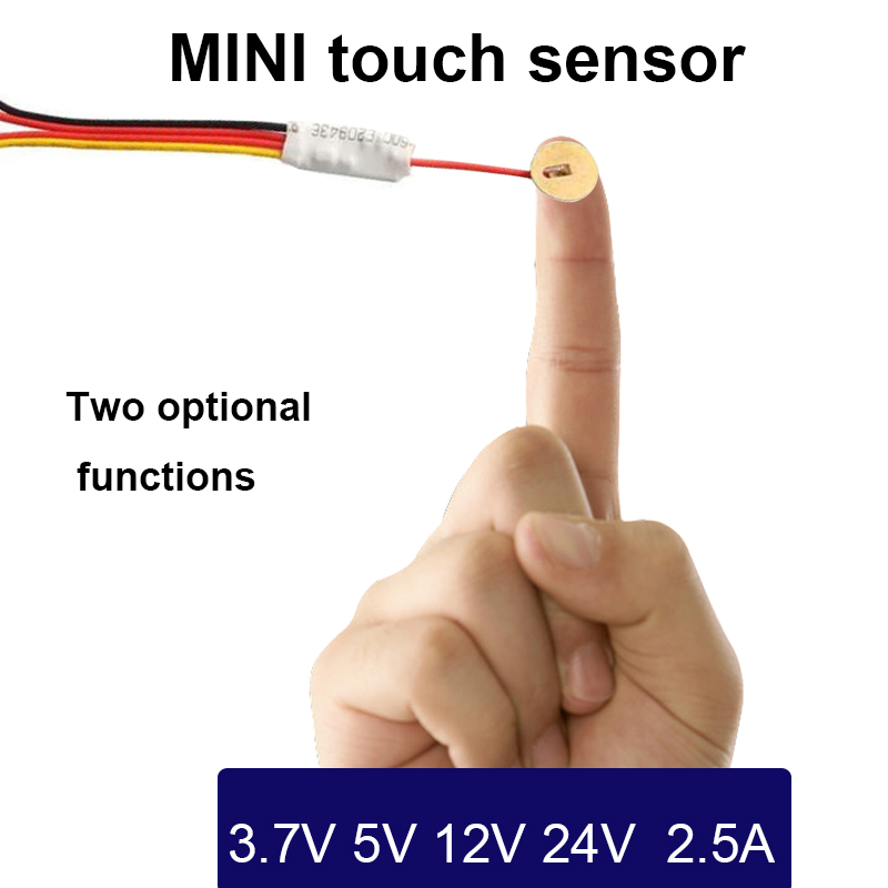 MINI タッチセンサースイッチ 3.7-24V 2.5A、デュアルモードタッチコントロール、LED ライト/水位用、4mm プラスチック/ガラスパネル