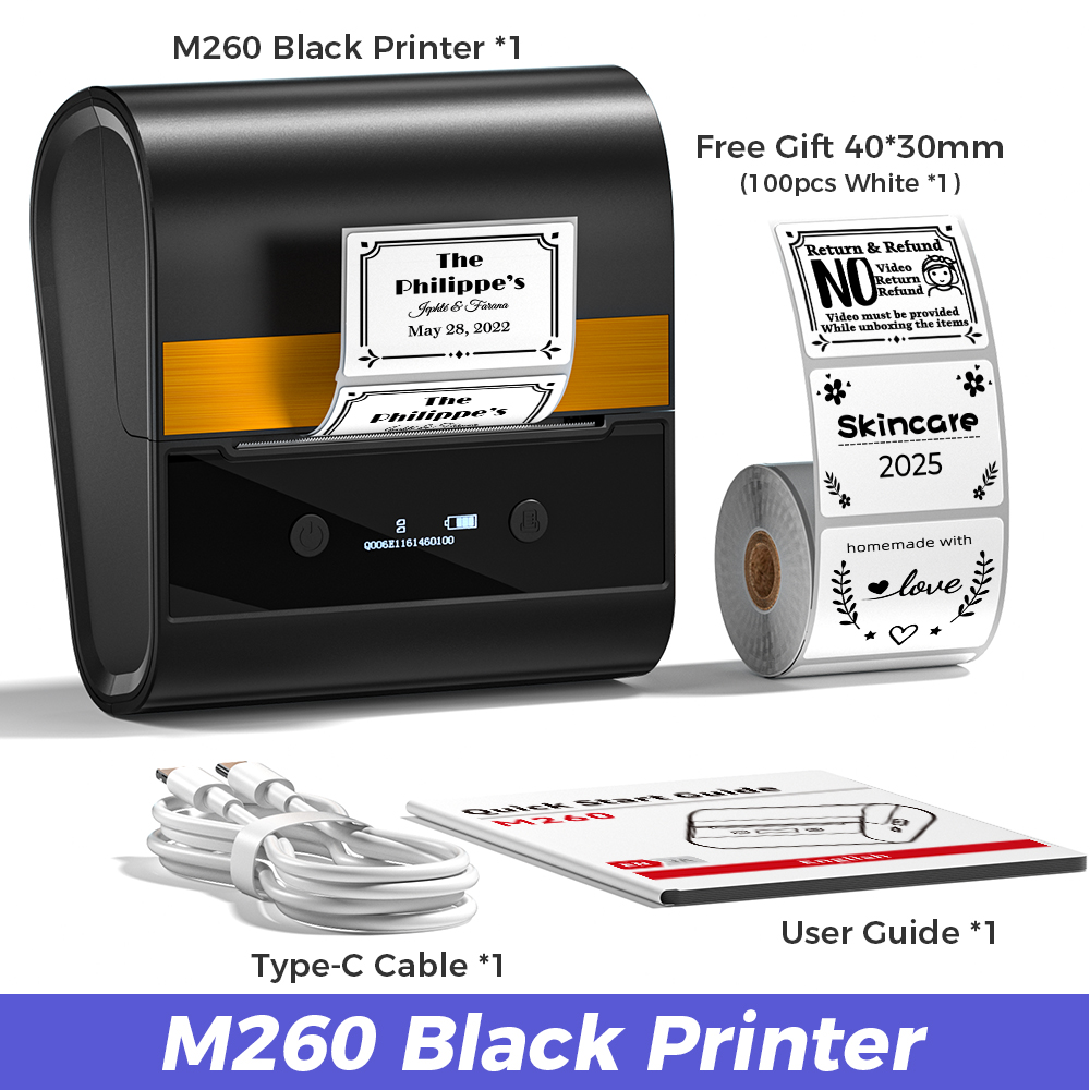 Phomemo M260 大型ラベルメーカー 20-80mm ポータブルラベルステッカープリンター Bluetooth インクレスサーマルプリンター ビジネス ホームオフィス用