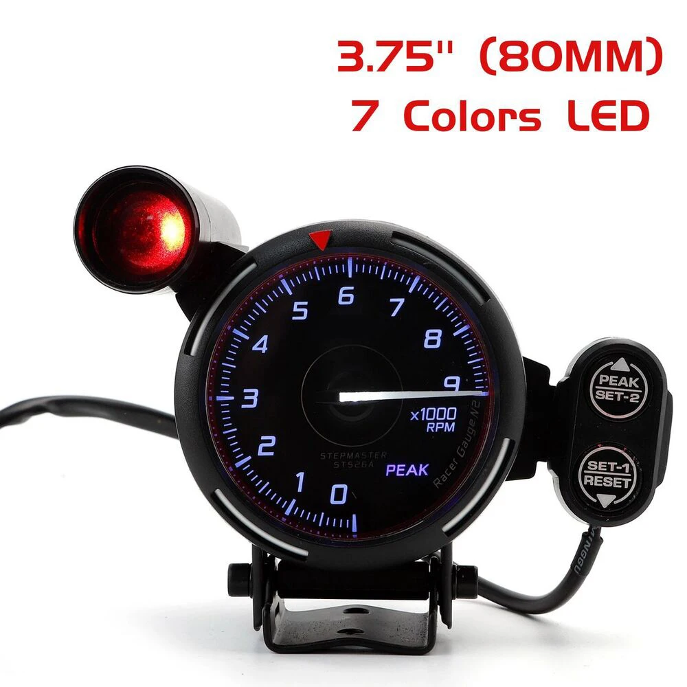 7 色 3.75 インチタコメータータコゲージ LED 0-9000 RPM メーターシフトライト 12V 内装部品