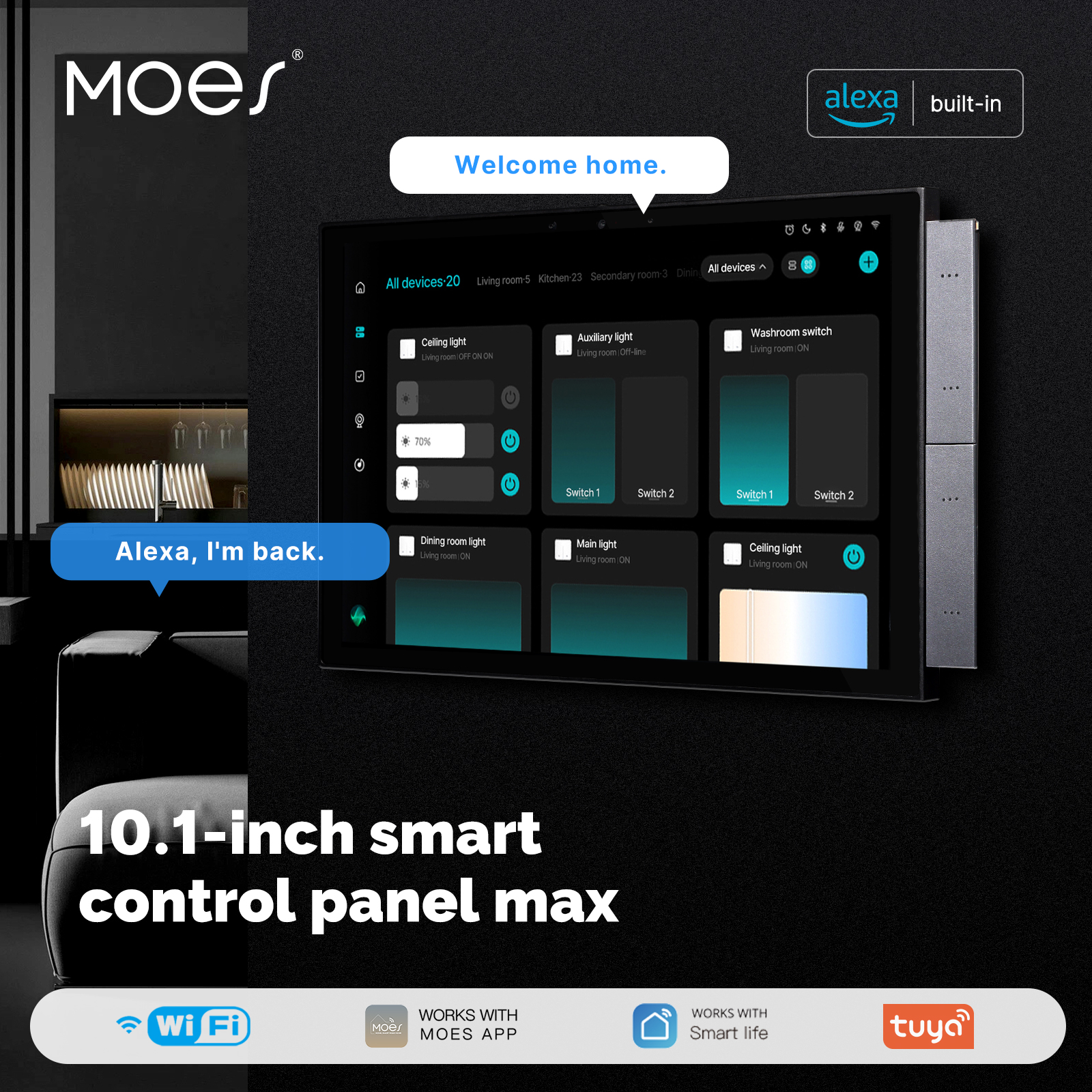 MOES Tuya スマートホームコントロールパネル最大 10.1 インチタッチスクリーン Bluetooth Zigbee ゲートウェイ内蔵ビルインターホン互換