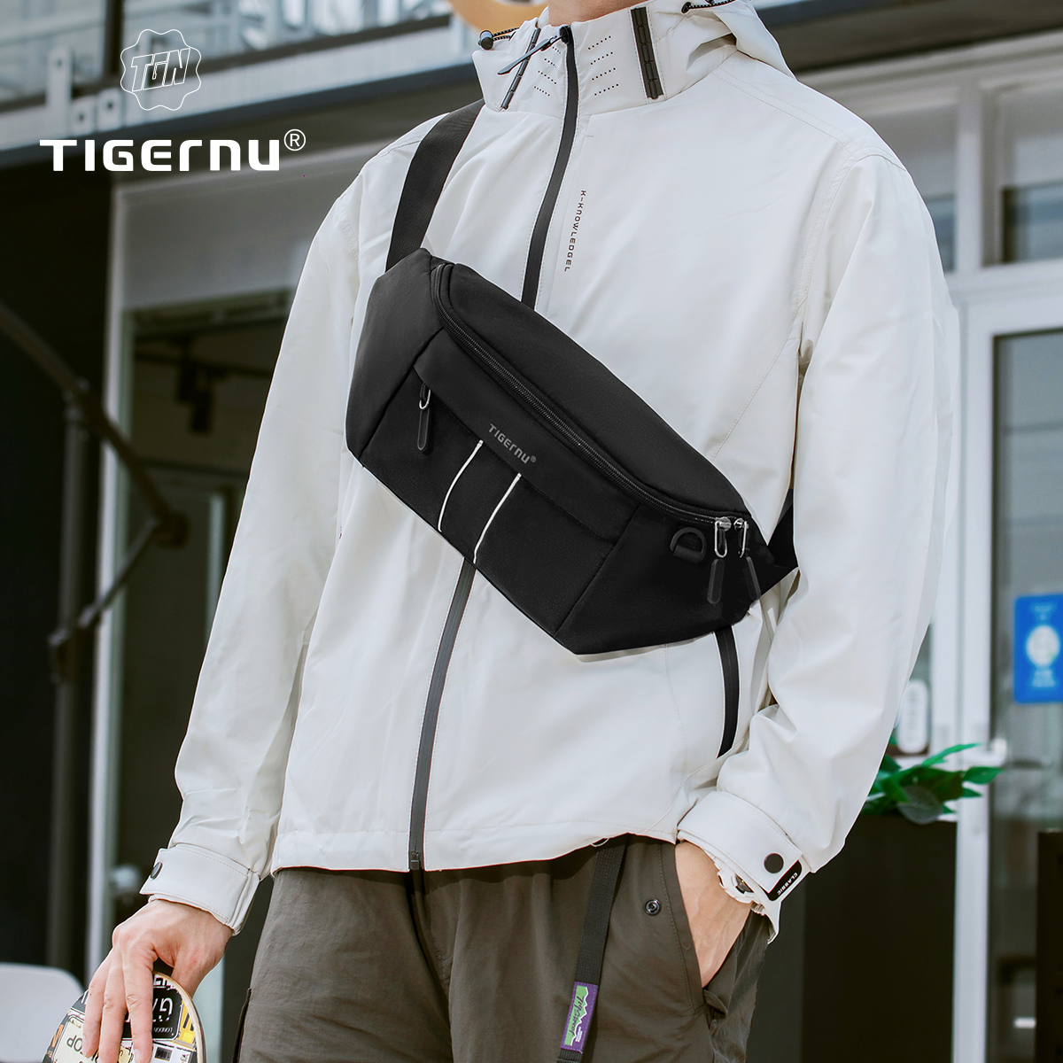 Tigernu チェストバッグ ファッション クロスボディバッグ ストリート トレンド チェストパック ユニセックス 高品質 ショルダーバッグ ブランド デザイナー ウエストバッグ