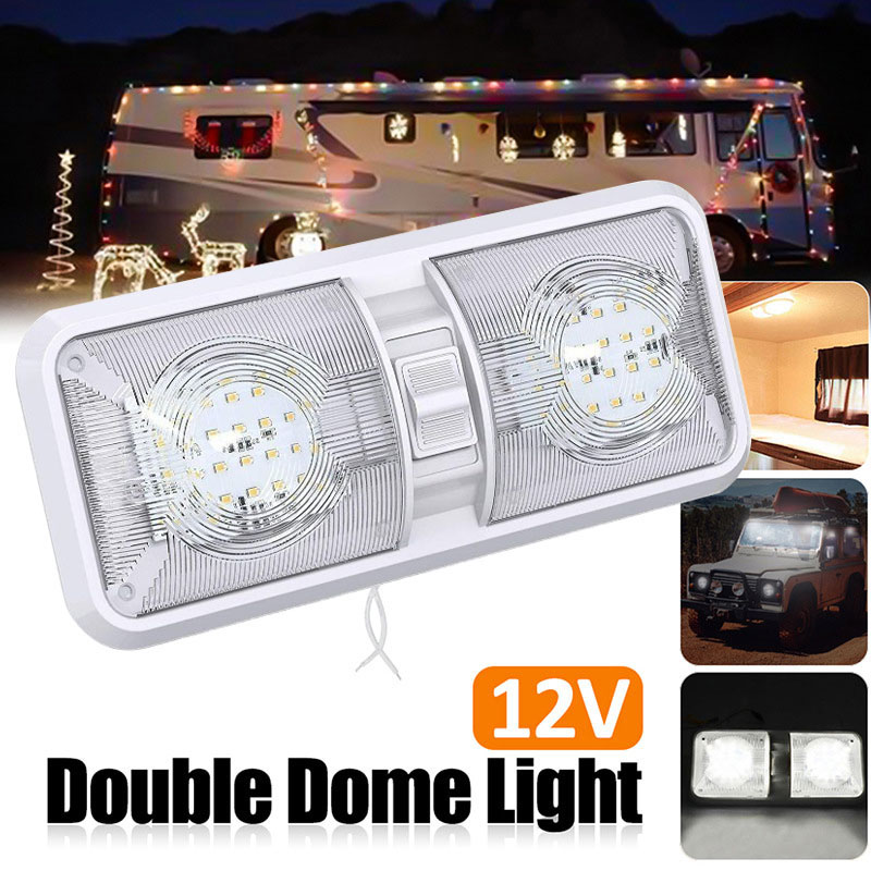 ハイライト LED RV 天井ランプ調整可能な 12 V/24 V ライトインテリアダブルドームライト 48 LED トラックボートキャンピングカーキャラバンアクセサリー