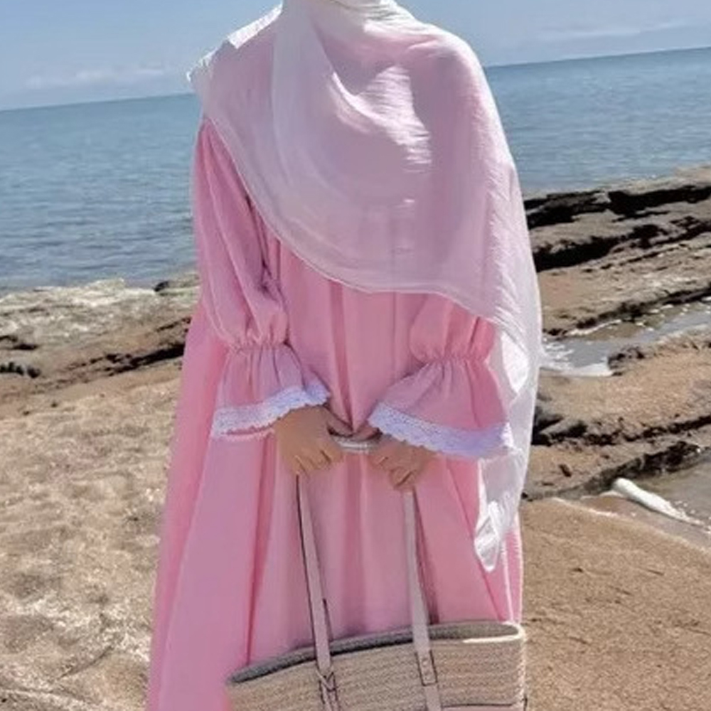ラマダンイスラム教徒の女性のレースの祈りのドレスイードジャラビヤケバヤドバイアバヤトルコカフタンイスラム服アラビアローブ祈りの衣服