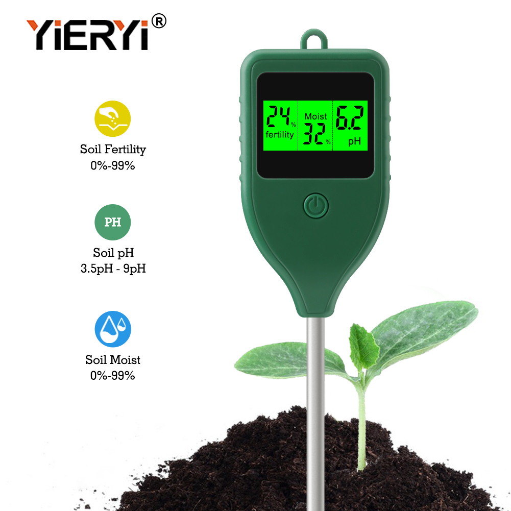 Yieryi 3 in 1 土壌PHメーター ファームガーデン肥沃度テスター 土壌水分テスト検出器 屋内植栽、鉢植え、芝生用