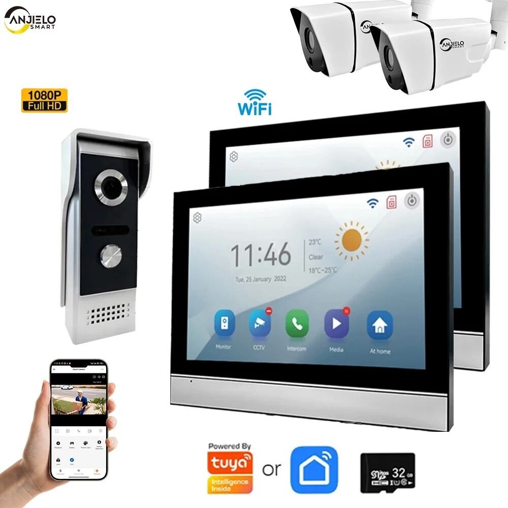 ANZIELO SMART ビデオエントリーフォン有線インターホンホームアシスタント自動ドアマン電話セキュリティ保護