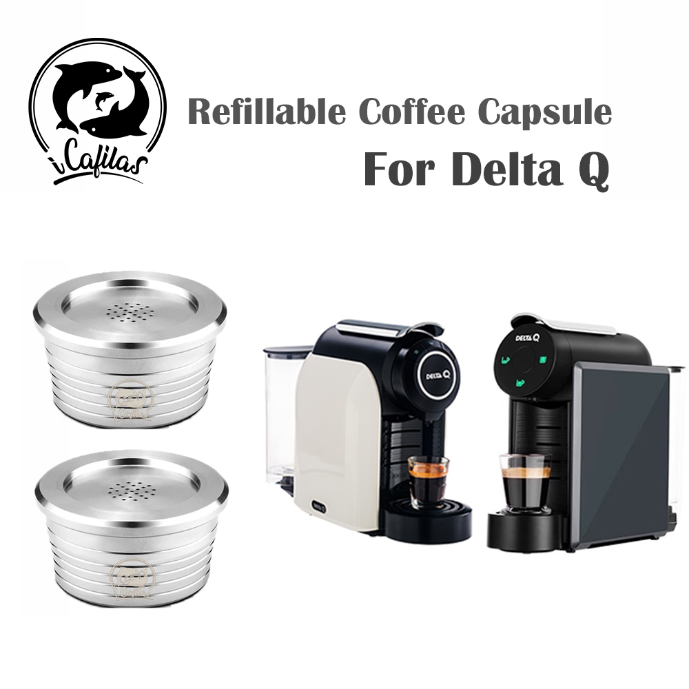 ICafilas デルタ Q ステンレス鋼詰め替えコーヒーカプセルポッドフィルタードリッパータンパーデルタ Q コーヒーマシンと互換性