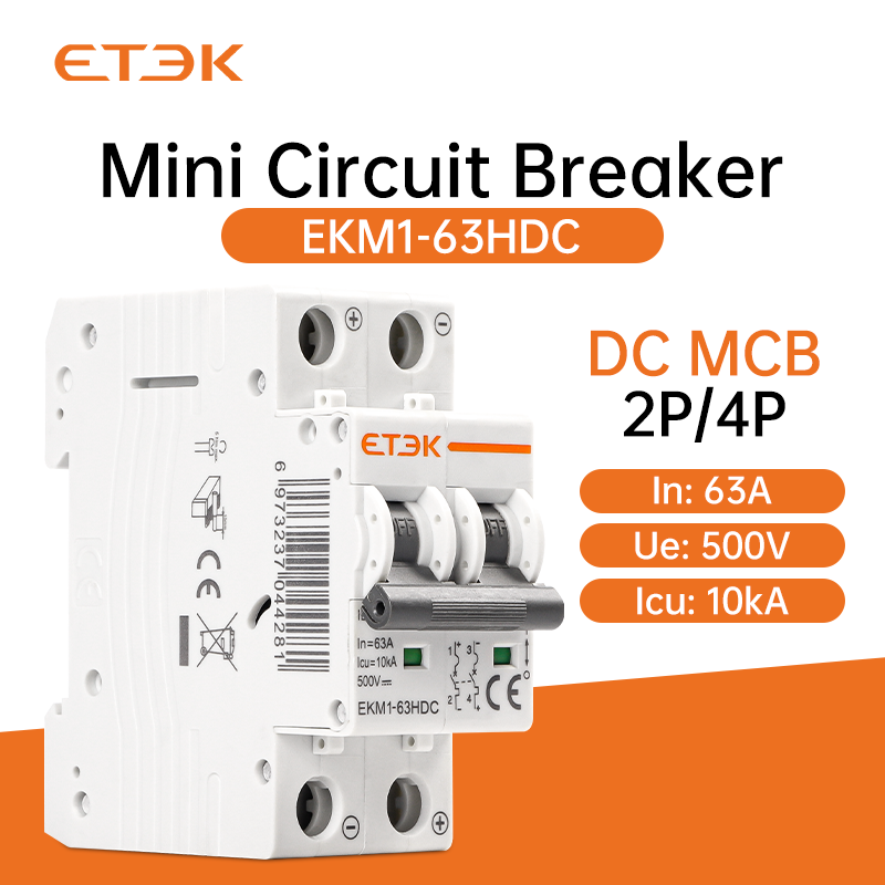 ETEK 2P DC 1000V ソーラーミニサーキットブレーカー 32A 63A DC MCB PV システム用 EKM1-63HDC