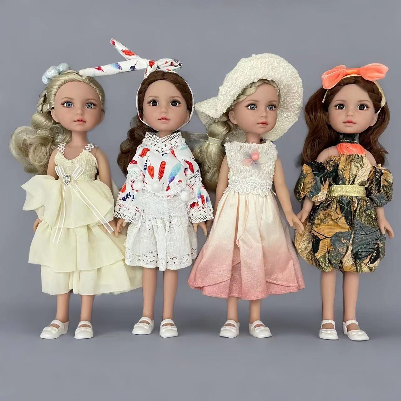 14インチのリアルな人形、取り外し可能な服とアクセサリー、プレミアム品質のビニールボディ製、対象年齢3歳の誕生日プレゼント。