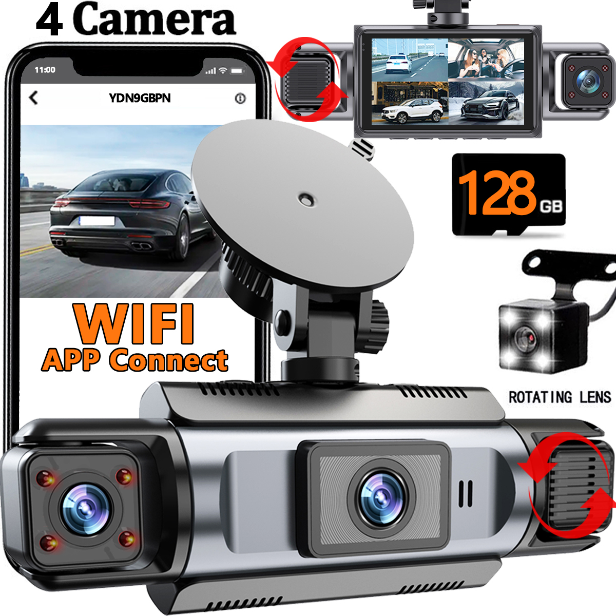 4 チャンネルダッシュカム wifi ダッシュカメラ車 dvr ビデオレコーダーナイトビジョン 24 時間駐車モニターブラックボックス 360 ° 車録画カメラ
