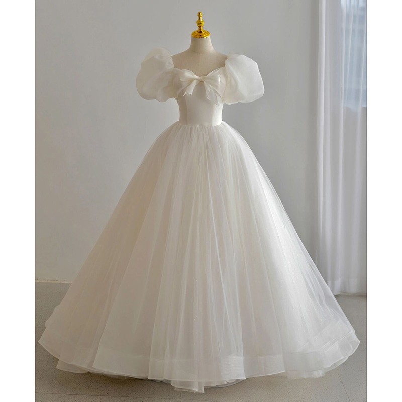 ライトウェディングドレス新しい花嫁ボールガウンレースアッププラスサイズのウェディングドレスVestido De Noivaプリンセスドレス