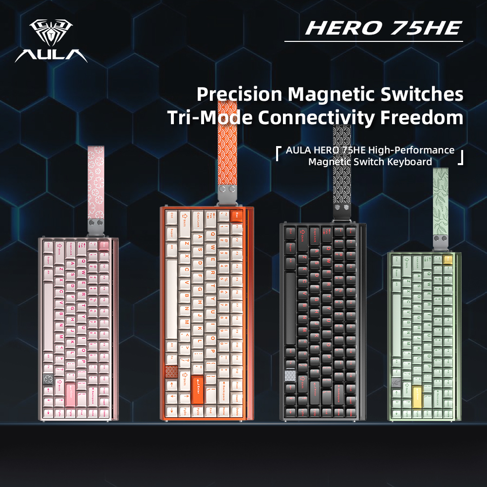 AULA HERO75 HE 75% 磁気スイッチメカニカルキーボードトライモード RGB ラピッドトリガー 8K リターン E スポーツゲーマーキーボード PC ラップトップ用