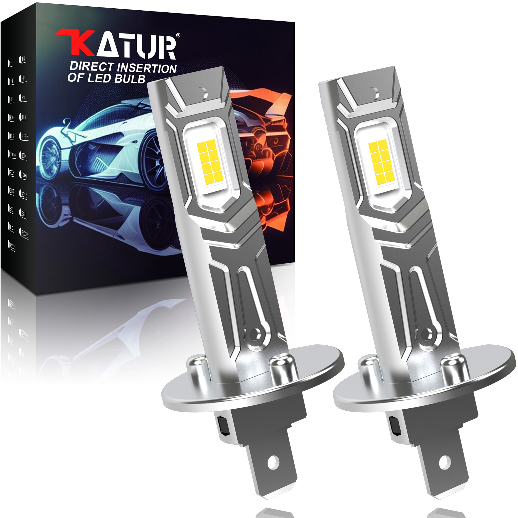 Katur 2Pcs H1 LED Bulbs Error Free Car Headlight for Renault Captur Duster VW Ford Fiesta Focus Honda Civic CRV Mazda 6 Hyundai