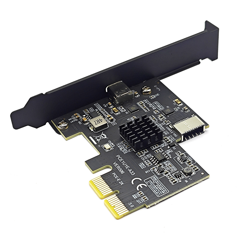 USB3.2 GEN2 10Gbps ASM3142チップ搭載 PCI Express X2 - Type-E + Type-C拡張カード PCI-E - USB-Cアダプター デスクトップ用アドオンカード