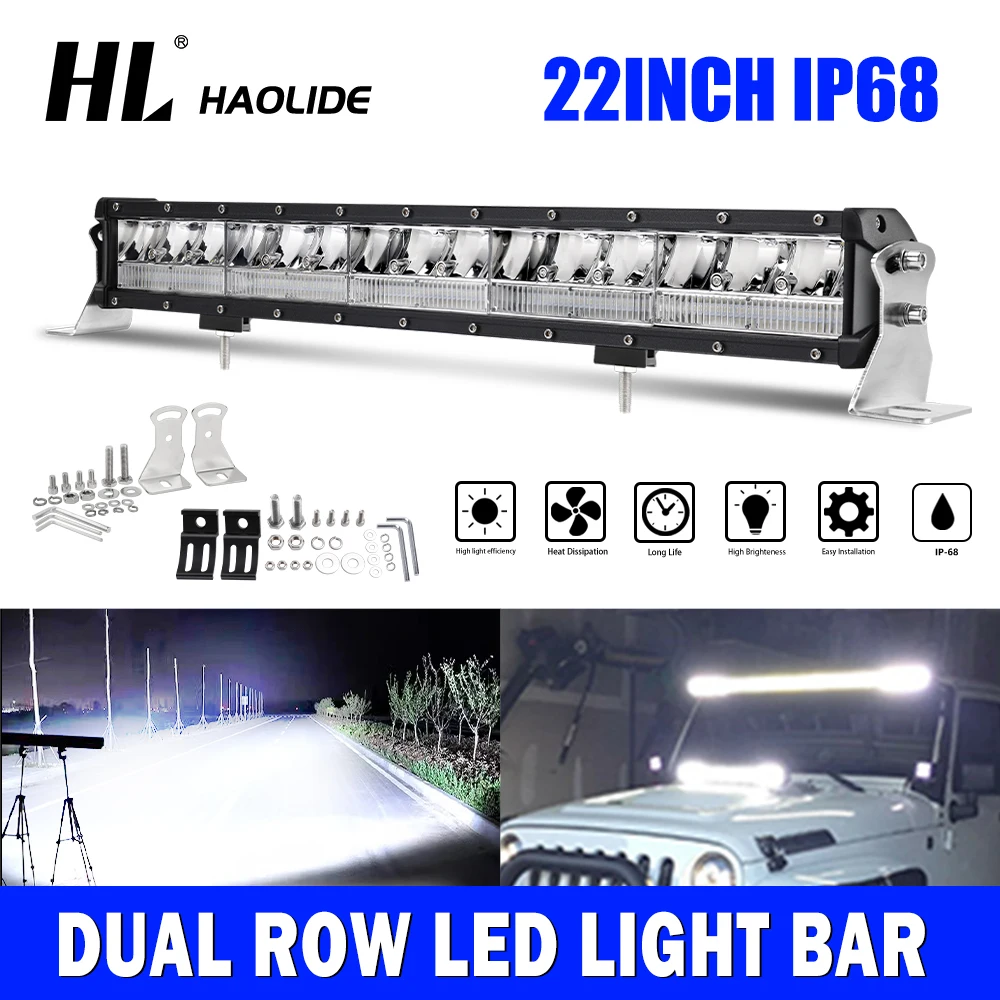 HAOLIDE 2-Rows Led Work Light Bar 22inch Combo Beam Led Driving Spotlight IP68 for Offroad 4x4 Truck Car  UTV ATV 12V 24V