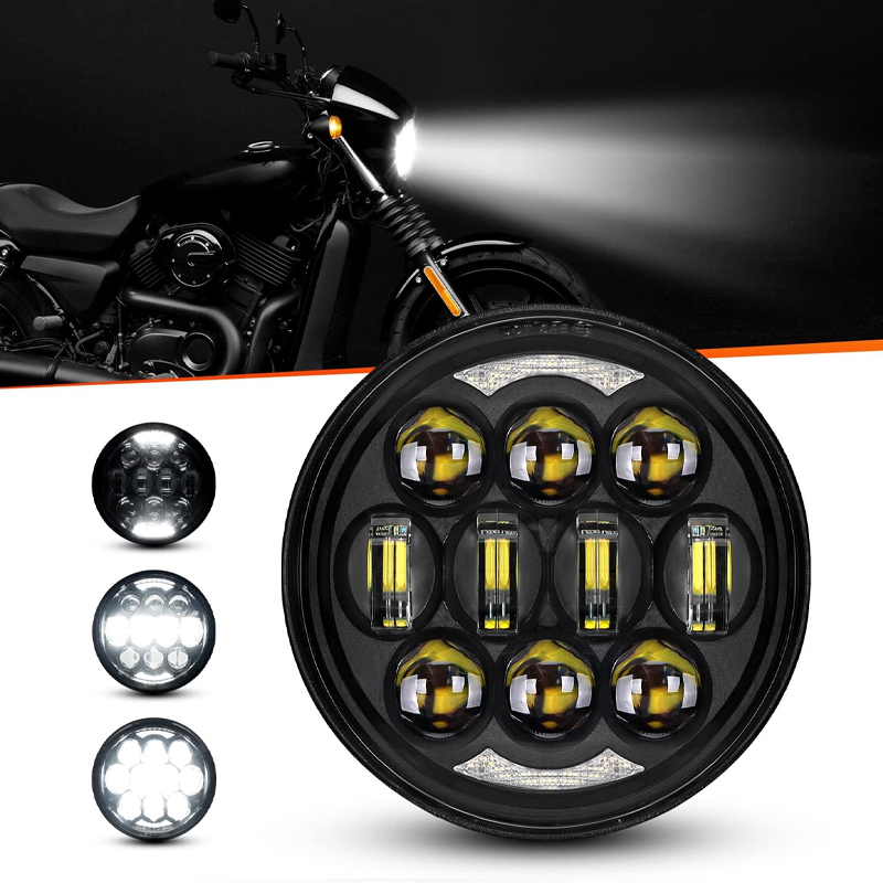 5.75 インチラウンド LED オートバイヘッドライト防水ヘッドランプハーレースポーツスター 883 ダイナストリートボブカフェレーサー