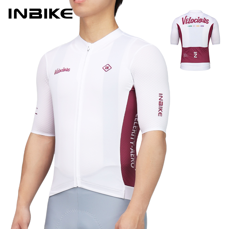 INBIKE プロフェッショナルサイクリングジャージ通気性速乾性夏の男性自転車サイクリング半袖ロードバイク服ポケット付き