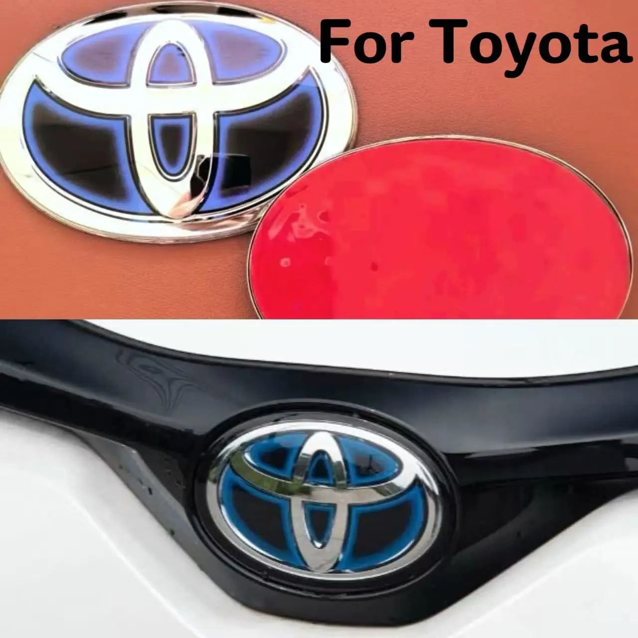 1Pc 3D 車ハイブリッドブルーロゴフロントグリルフードトランクエンブレムトヨタカローラカムリ RAV4 ハイラックスハイランダーヤリスアルファード HRV レイツ