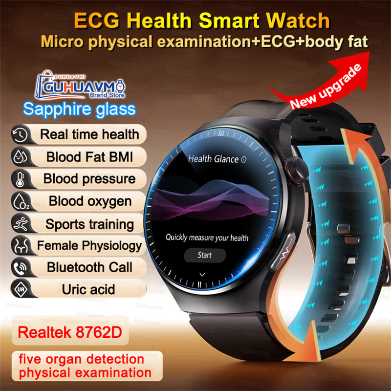 2025 新しいスマートウォッチ男性の健康 ECG HRV 血中酸素尿酸フィットネススポーツトラッカー腕時計体脂肪睡眠コールスマートウォッチ