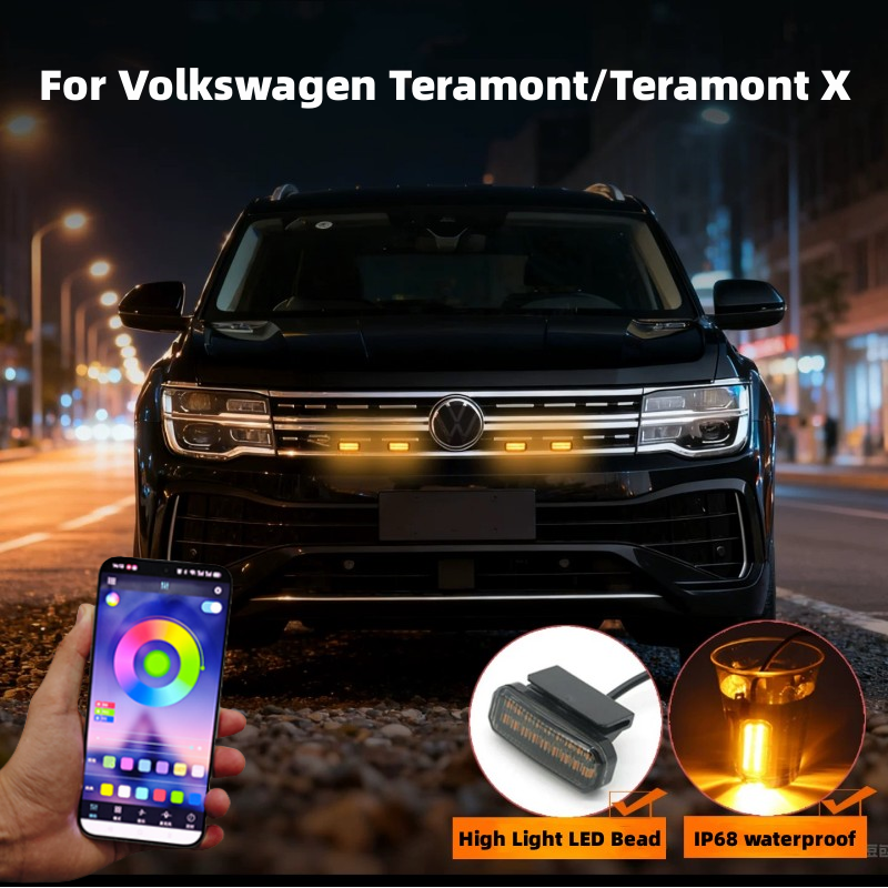 LED Front Grille Light For VW Volkswagen Teramont/Teramont X Car Daytime Running Light Wheel Eyebrow Lamp 12V