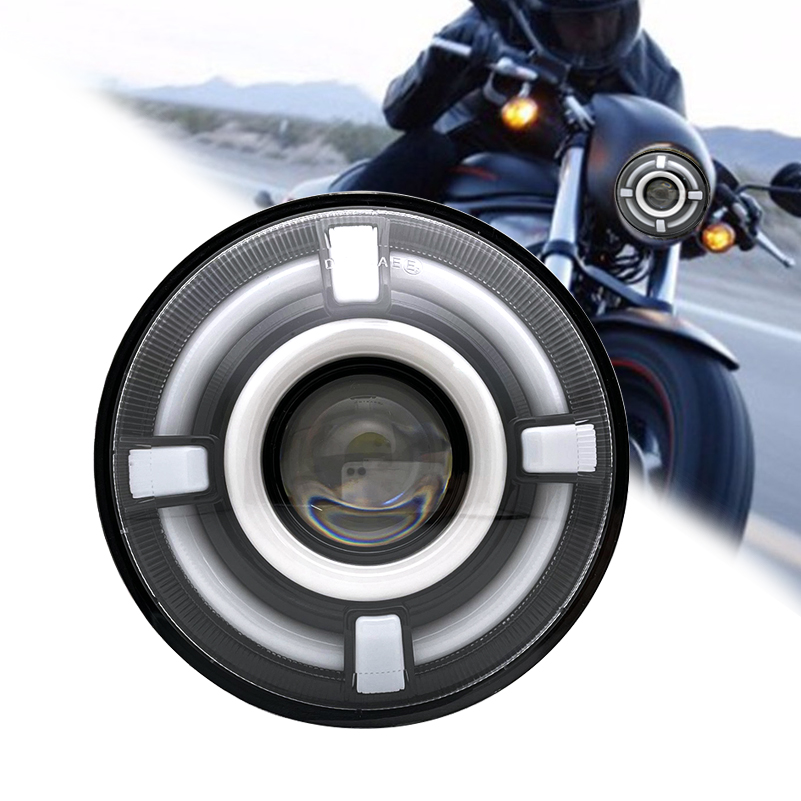 新スタイルブラッククローム 5.75 インチ LED ヘッドライト 5 3/4 "led DRL 50 ワットバイクヘッドライトダイナソフテイルスポーツスター 883 XL883 FX