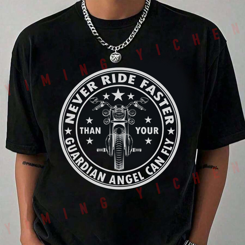 Vintage Motorcycle Never Ride Faster T-Shirt Moto Riders Summer Men's Fashion Casual O-Neck Tops Tee 2026