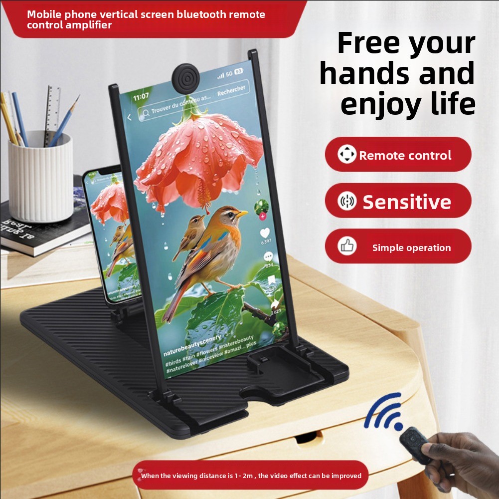 縦型電話スクリーンアンプスタンド リモコン付き デスクトップ大画面 Ultra HD モバイルスクリーン投影ホルダー