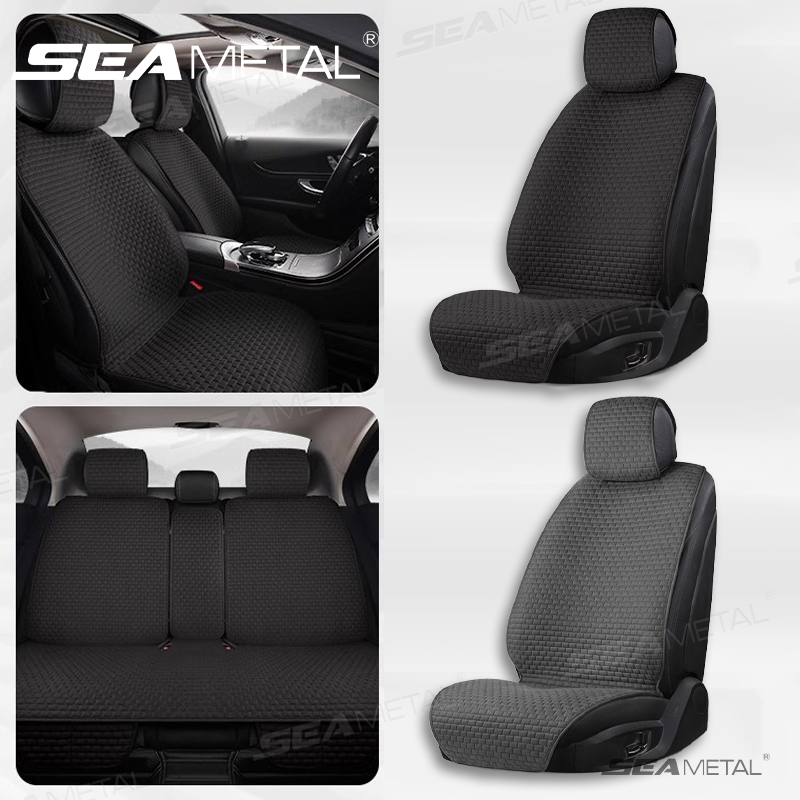 Seametal リネンカーシートカバーユニバーサルフロントリアシートクッション自動車シートカバーセット四季ソフトシートクッションプロテクター