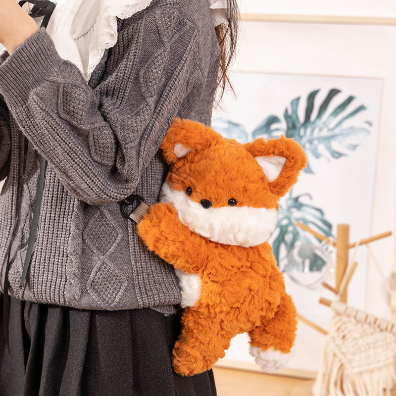 30 センチメートル漫画キツネぬいぐるみクロスボディバッグかわいいキツネ人形バックパック女の子の化粧バッグ動物人形小銭入れクリスマスギフト