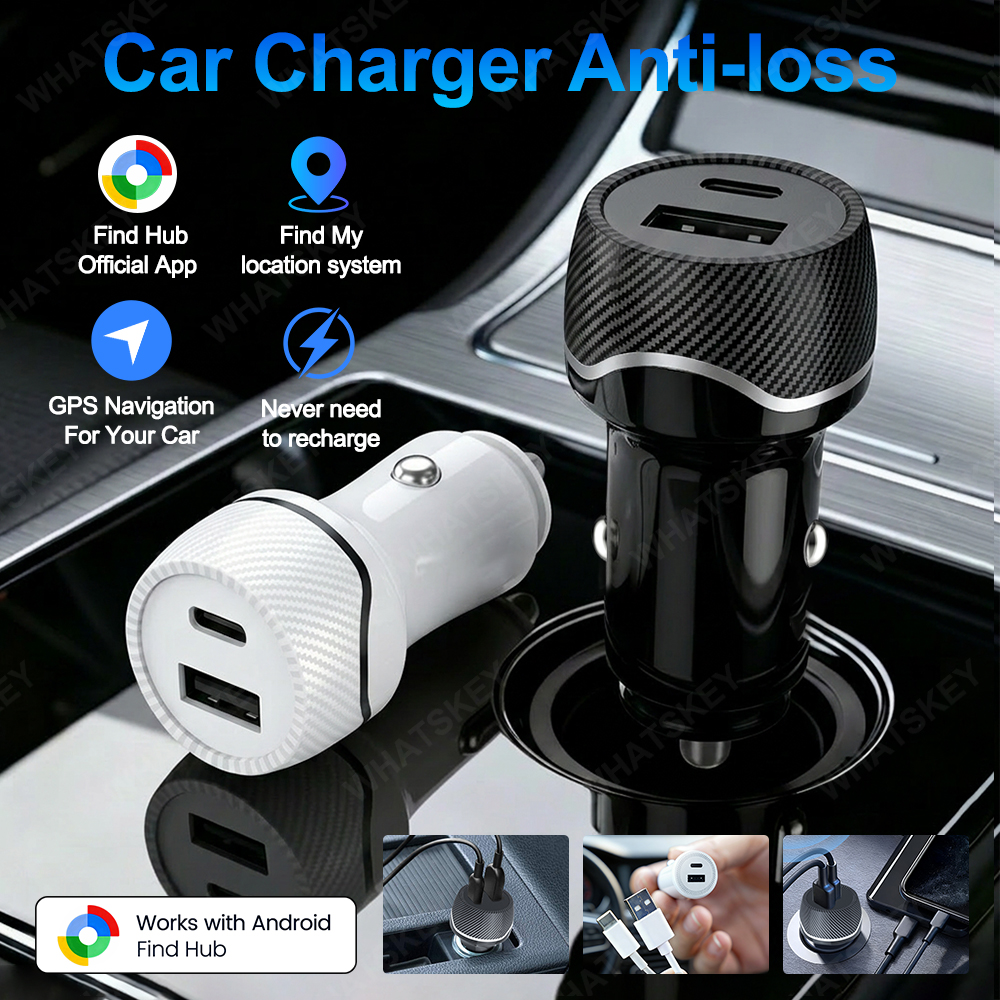 車の充電 GPS ロケーター トラッカー 高速充電 USB タイプ C 車の充電アダプター Android で動作 Google Find My APP 車両トラッカー