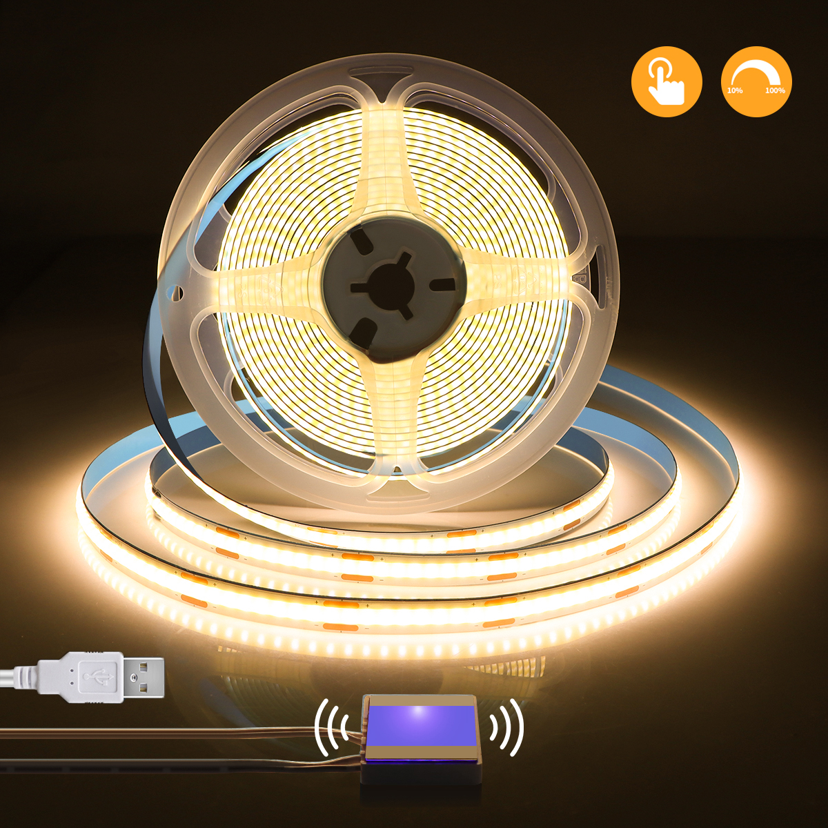 洗面化粧台ミラーライト COB 5V USB LED ストリップ貫通ミラータッチセンサー調光可能スイッチ化粧鏡バックライト