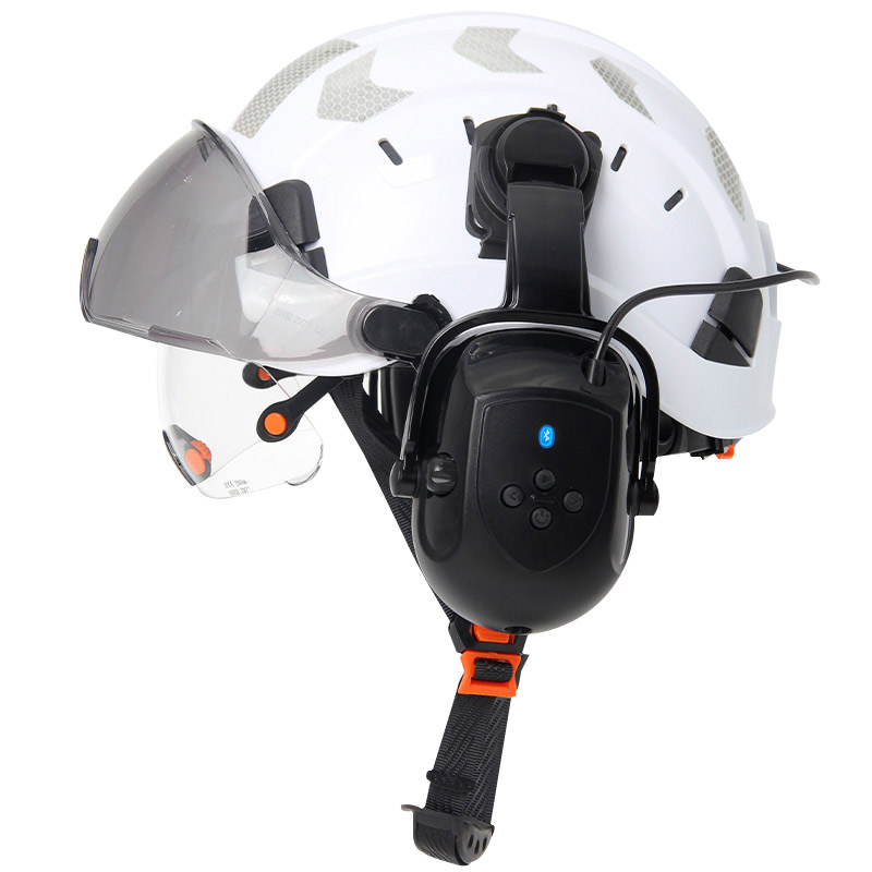 Bluetooth 5.0 ノイズリダクションイヤーマフ建設安全ヘルメットエンジニア ABS ヘルメットバイザー付き工業用帽子 ANSI