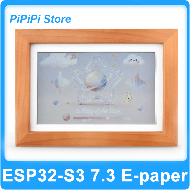ESP32 S3 7.3 インチ AI 電子ペーパーディスプレイ E6 フルカラー無垢材フォトフレーム PhotoPainter Deepseek