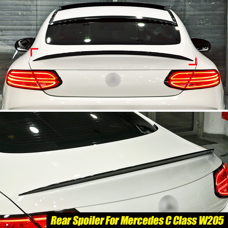 車のブーツリップリアトランクスポイラーメルセデスベンツ C クラス W205 Amg セダン C300 C400 C43 C63 2015 光沢のある黒